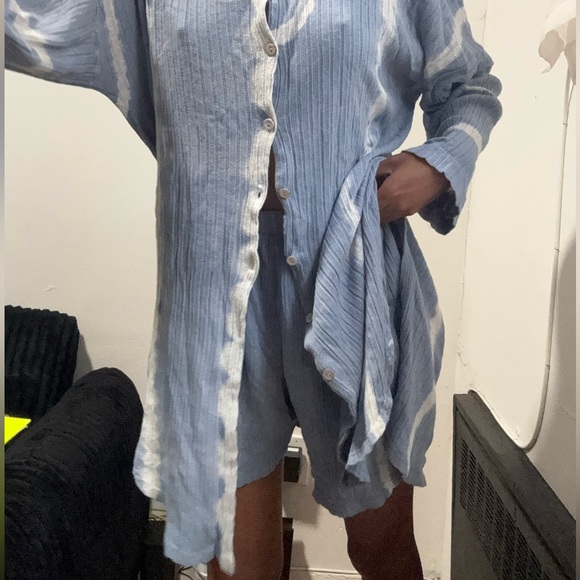 Free People Blue and White Long Sleeve Tee - Picture 5 of 5